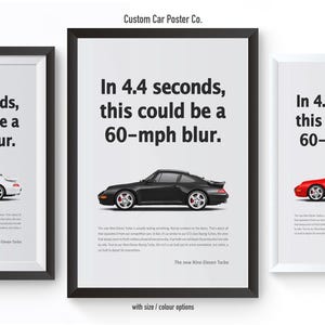 Porsche 911 (993) Turbo &quot;60-mph Blur&quot; Classic Print Ad Poster Art - Wall Decor Car Poster - Multi-Colour