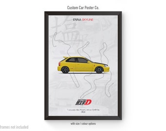 Honda Civic EK9 Type R - Initial D Poster Art - Japanese Anime Car Poster