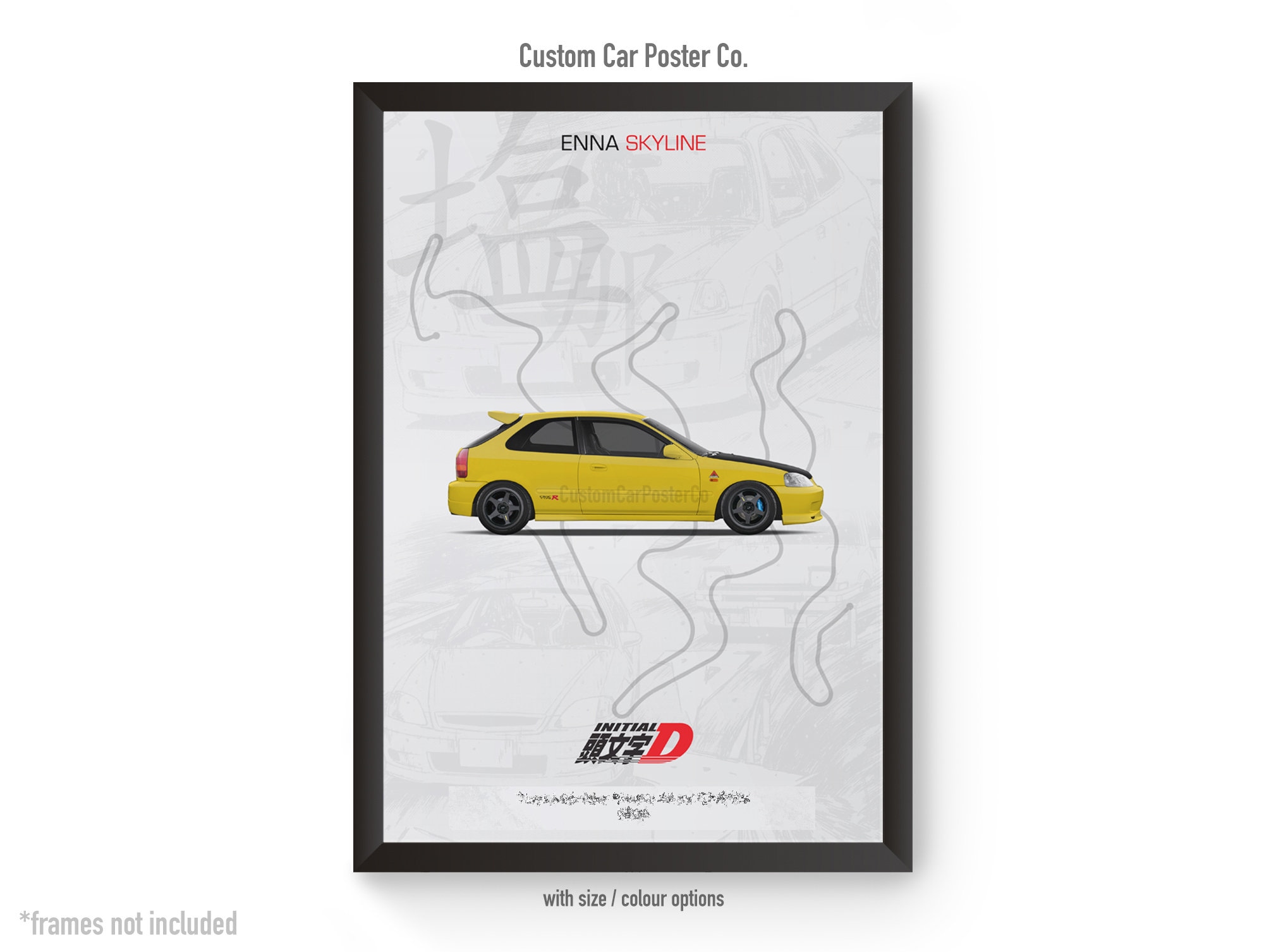 Honda Civic EK9 Type R - Initial D Poster Art - Japanese