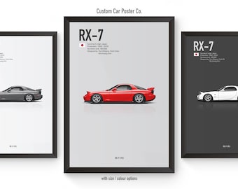 Mazda RX-7 (FD) Inspired Wall Art - Wall Decor Car Poster - Multi-Colour