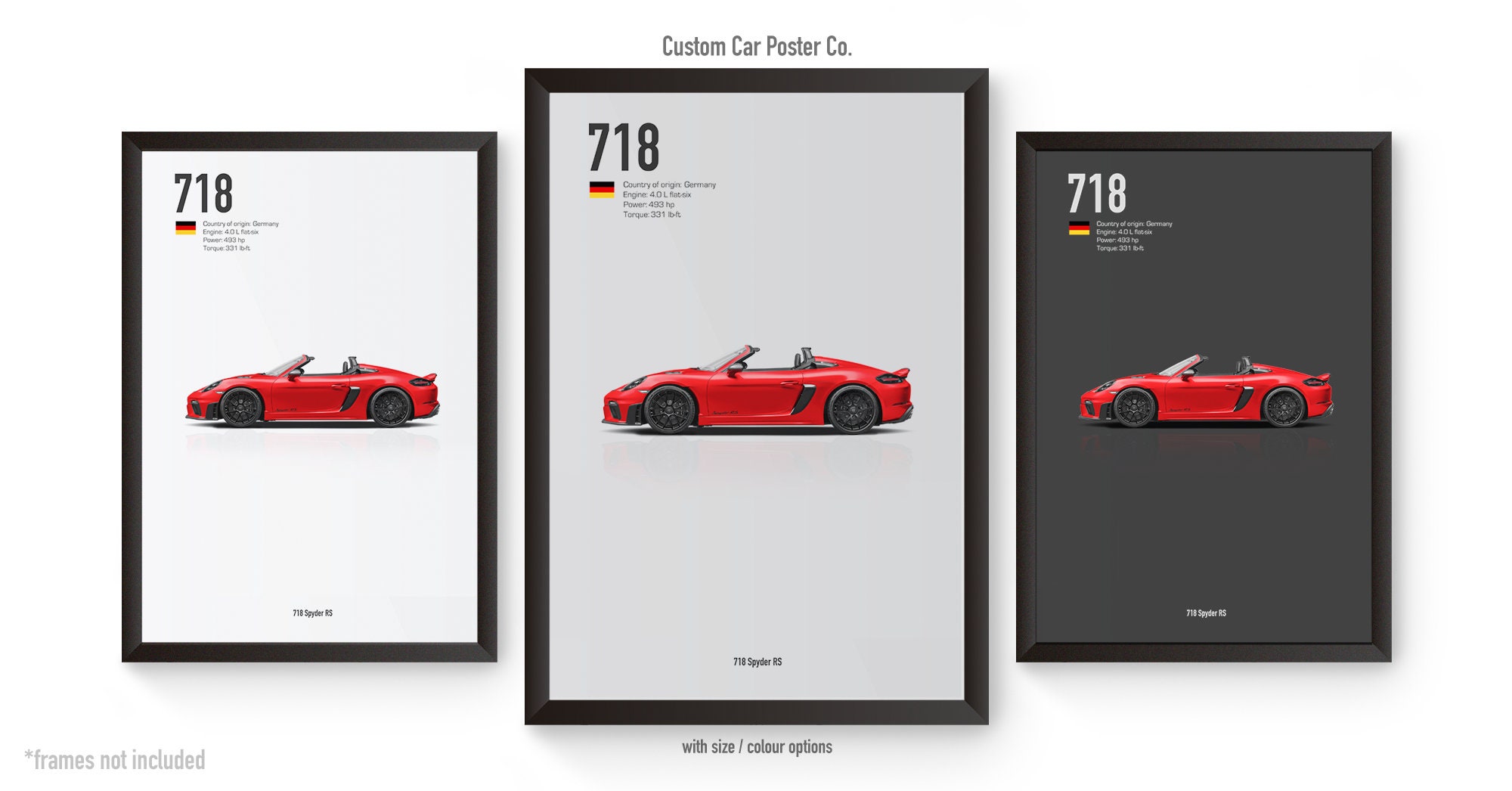 Porsche 718 Spyder RS Multi-colour Wall Art - Automotive Car