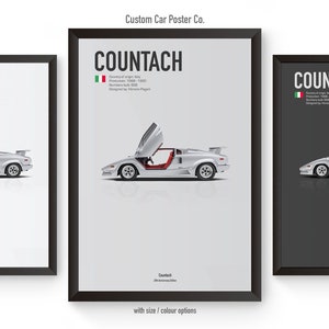 Lamborghini Countach Wall Art - Automotive Car Poster Minimalistic Art Print - Exotic Collection