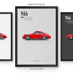 Porsche 911 (964) Carrera Multi-Colour Wall Art - Automotive Car Poster Minimalistic Art Print - Porsche Collection