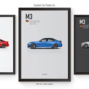 BMW M3 CS (F80) Multi-Colour Wall Art - Automotive Car Poster Minimalistic Art Print - European Collection