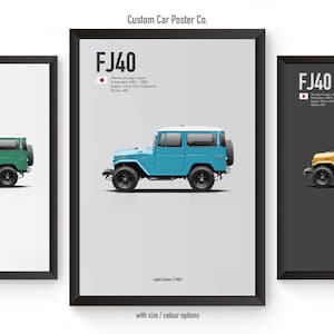 Toyota Land Cruiser FJ40 Poster - Multi-Colour Wall Art - Automotive Car Poster Minimalistic Art Print - 4x4 Collection