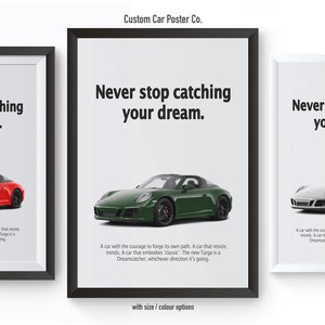 Porsche 911 (991) Targa GTS "Dreamcatcher" Vintage Styled Wall Art - Wall Decor Car Poster - Multi-Colour for Office, Man Cave