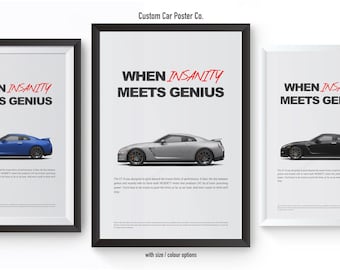 Nissan GT-R R35 (DBA) Print Ad - "Insanity"  Wall Decor Car Poster - Multi-Colour