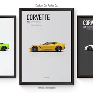 Art mural inspiré de la Chevrolet Corvette C7 - décoration murale affiche de voiture - multicolore