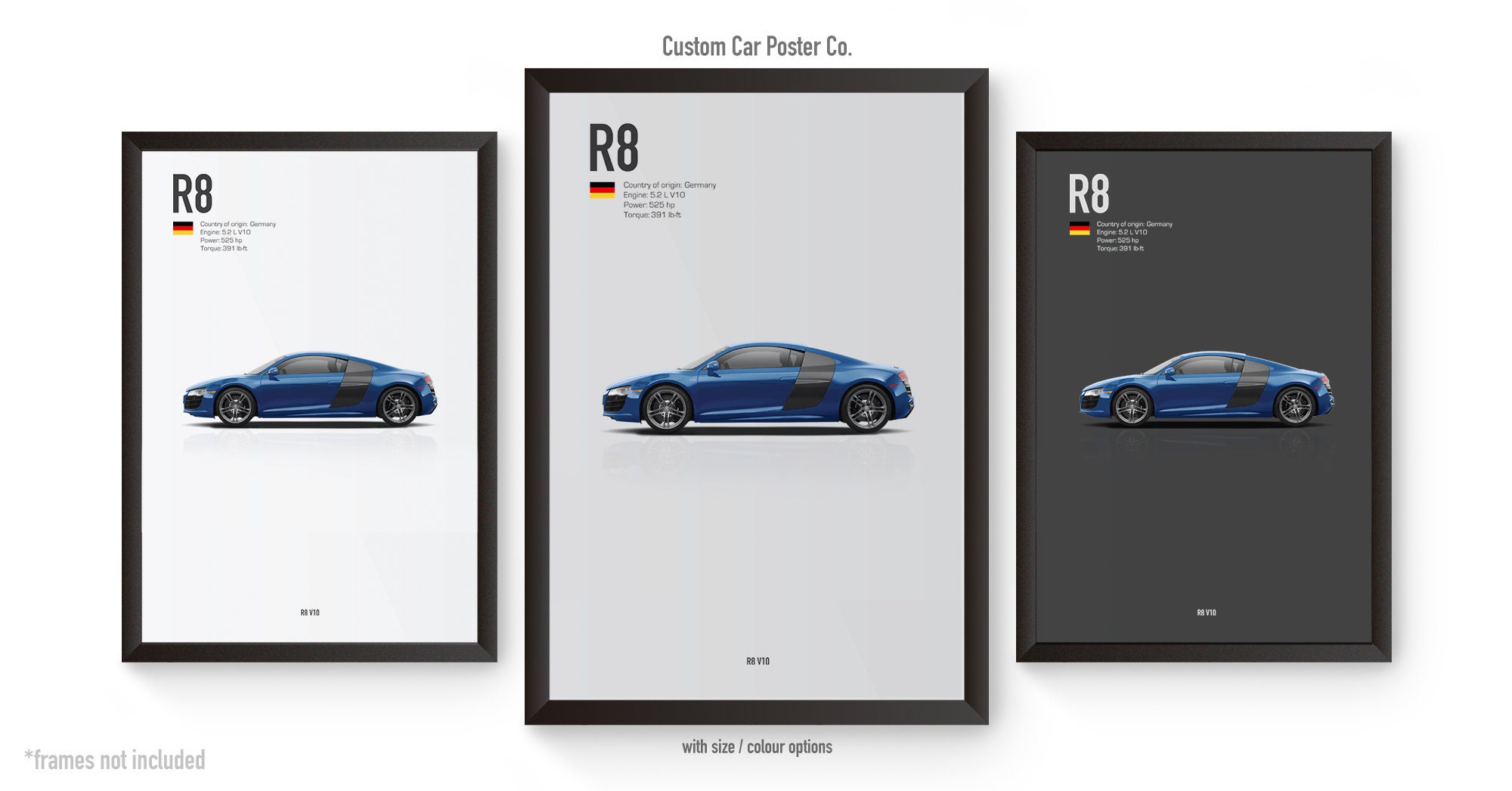 Audi R8 V10 (type 42) Multi-colour Wall Art - Automotive Car