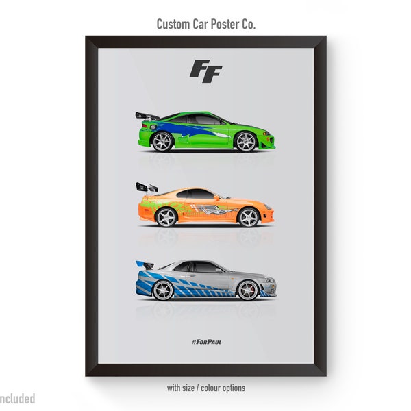 Fast and Furious Paul Walker Tribute Wall Art - Wall Decor Car Poster - Movie Cars Series