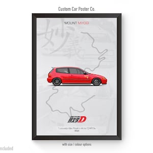 Honda Civic SiR EG6 - Initial D Poster Art - Japanese Anime Car Poster