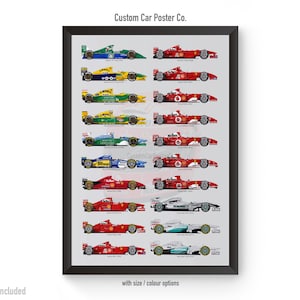 Michael Schumacher F1 Cars Tribute Wall Art - Wall Decor Car Poster - Ferrari, Mercedes, Benetton, Jordan