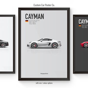 Porsche 718 Cayman GTS Multi-Colour Wall Art - Automotive Car Poster Minimalistic Art Print - Porsche Collection