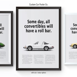 Porsche Classic 911 Targa "Roll bar" Vintage Styled Wall Art - Wall Decor Car Poster - Multi-Colour for Office, Man Cave
