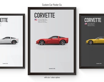 Chevrolet Corvette C6 Inspired Wall Art - Wall Decor Car Poster - Multi-Colour