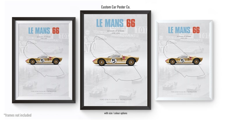 Ford GT40 Mk II Le Mans 1966 Tribute Poster – Automotive Wall Art - Etsy