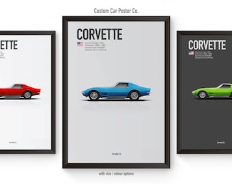 Chevrolet Corvette C3 Inspired Wall Art - Wall Decor Car Poster - Multi-Colour