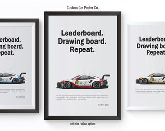 Porsche 911 RSR Print Ad Wall Art - Wall Decor Car Poster - Multi-Colour