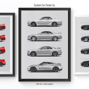 Nissan GT-R Generations Wall Art - Wall Decor Car Poster - Multi-Colour