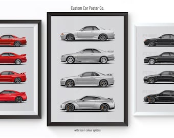 Nissan GT-R Generations Wall Art - Wall Decor Car Poster - Multi-Colour