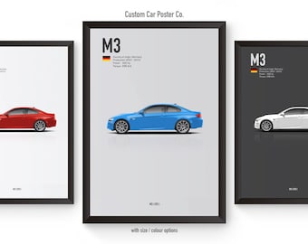 BMW M3 (E92) Multi-Colour Wall Art - Automotive Car Poster Minimalistic Art Print - European Collection