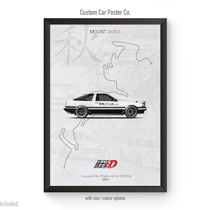 Toyota AE86 - Initial D Poster Art - Japanese Anime Car Poster