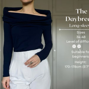 The Daybreak long-sleeve pdf sewing pattern with tutorial size 34-48  heigh 170-177/5&#39;7&quot;-5&#39;9&quot;