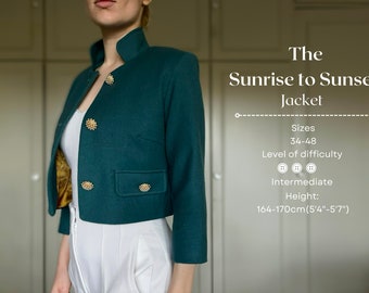 Sunrise to Sunset Jacket pdf sewing pattern with tutorial size 34-48 heigh 164-170cm/5'4"-5'7"