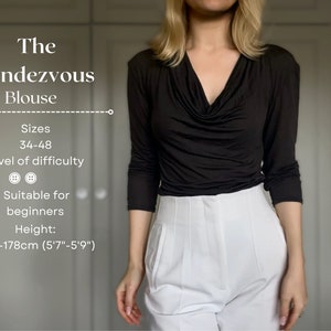 Rendezvous Blouse pdf sewing pattern with tutorial size 34-48 height 170-178/5'7"-5'9"