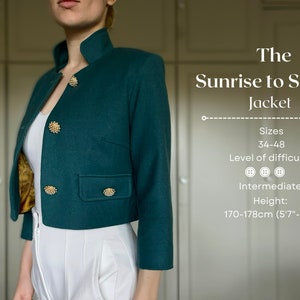 Sunrise to Sunset Jacket pdf sewing pattern with tutorial size 34-48 heigh 170-178/5&#39;7&quot;-5&#39;9&quot;