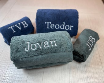 Personalized Embroidered Cotton Bath Towel, Custom Monogram