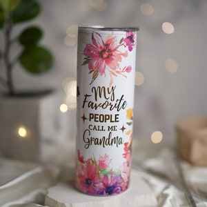 Floral Grandma Personalized Tumbler: Stainless Steel Travel Cup