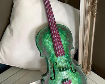 Hand Painted Violin Wall Art | 3D Musical Instrument Decor | Unique Music Lover Art