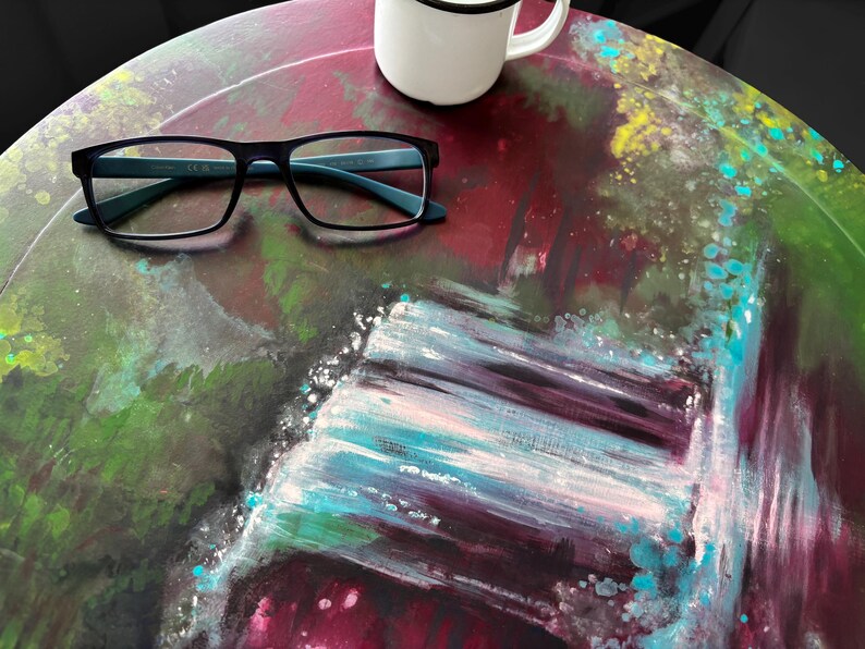 Hand Painted Accent Table | Functional Art | Boho Furniture | Waterfall ...