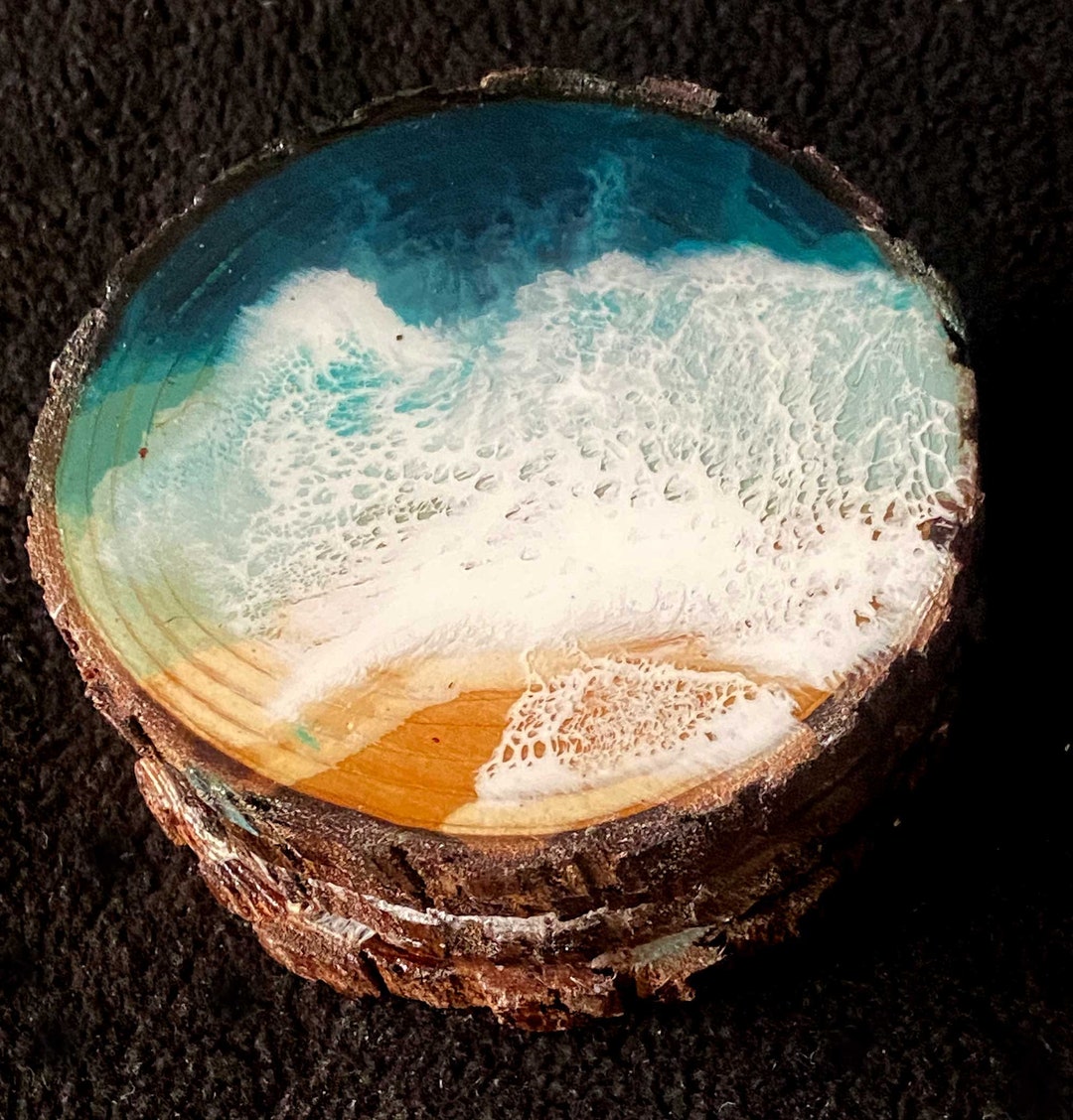 Ocean Themed Wood Bark Coasters, Corked Backing (4) - Etsy