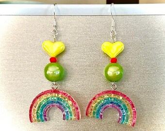 Sparkling Rainbow Charm Earrings With Sterling Silver Earwires!!
