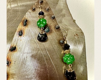 Clover And Cat Charm Earrings!!