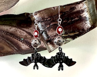 Spooky Vibes!! Bat Charm Earrings!!