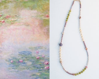 Monets Garten • Handgemachte Perlenhalskette aus Naturstein