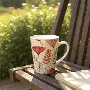 Floral Latte Mug: Personalized Coffee Cup, Spring Kitchen Decor