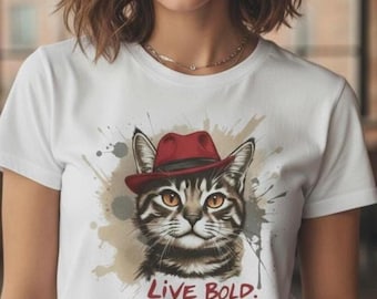 Funny Cat Graphic Tee: Live Bold, Unisex Comfort Colors Shirt