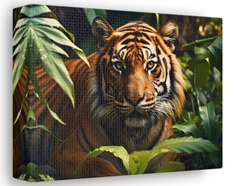 Art Lover Gift Animal Art Lovers Home and Office Decor Tiger In Nature Art Canvas Gallery Wraps Tiger Print Art Animal Wall Art Lover Gift