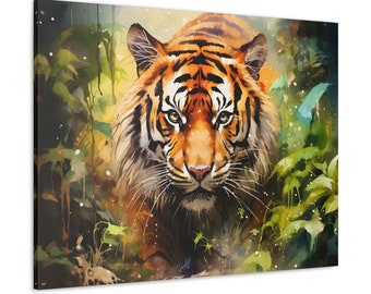Aquarell Tiger In Natur Kunst Leinwand Galerie Wraps Tiger Print Tier Wand Kunst minimalist Wand Kunst Liebhaber Geschenk Wohnkultur Büro Dekor