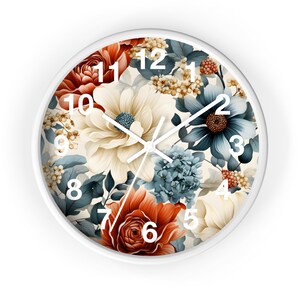 Wall Clock floral Wall Clock Kids Room Home Decor New Home Gift House Warming Gift for New Home Owner, Dorm Room Clock Collage Student Clock