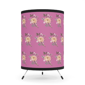 Light Pink tripod lamp Flower Tripod Lamp Flower Tripod Lamp with High-Res Printed Shade