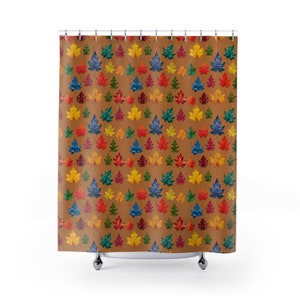 Fall Leaves Shower Curtain Thanksgiving Bathroom Decor Farmhouse Curtain Fall Shower Curtain Thanksgiving decor Cute Shower Curtain Bathroom