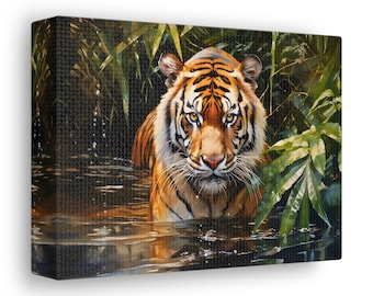 Wohnkultur Büro Dekor Aquarell Tiger In Natur Kunst Leinwand Galerie Wraps Tiger Print Kunst Tier Wand Kunst minimalistische Wand Kunst Liebhaber Geschenk