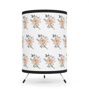 Flower Tripod Lamp with High-Res Printed Shade, Flower Tripod Lamp