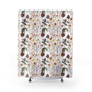 Wildflowers Shower Curtain Boho Shower Curtains Botanical Shower Curtain Cute Shower Curtain Farmhouse Curtain Whimsical Bath Decor Bathroom