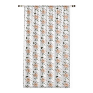 Floral Window Curtains Flower Curtain Linen Curtain Panel Curtains for Living Room Bedroom - Luxury Linen Curtains Sheer Curtain Valences